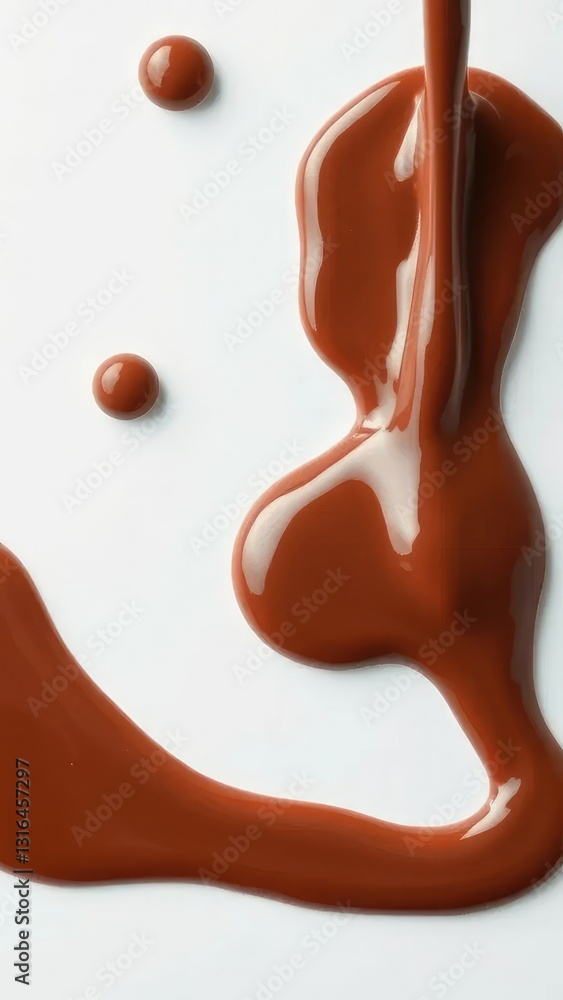 Creamy chocolate sauce drizzle over white background, indulgent, smooth Creamy chocolate sauce drizzle over white background, indulgent, smooth