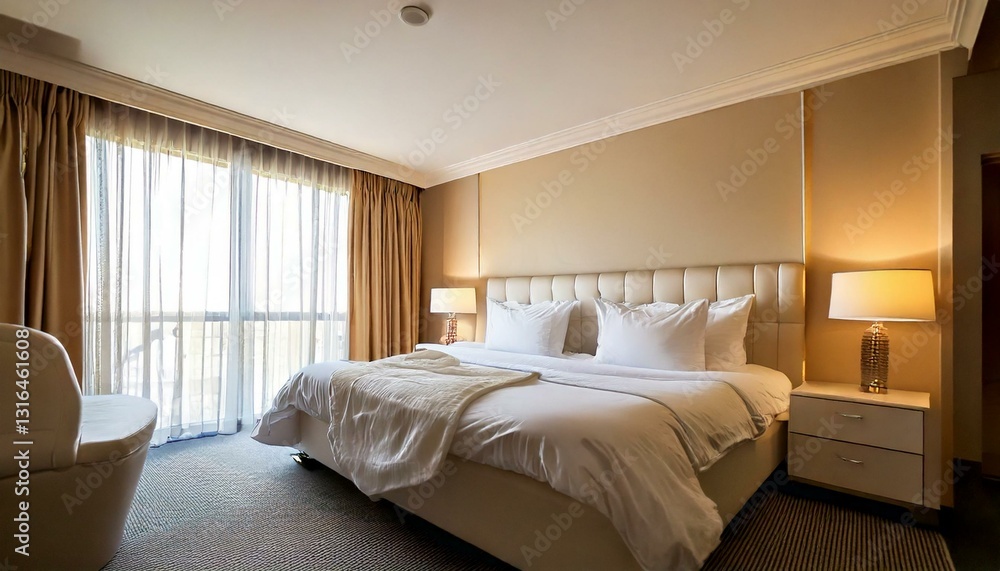 Elegant bed linens featuring subtle jacquard pattern in serene bedroom setting Elegant bed linens featuring subtle jacquard pattern in serene bedroom setting