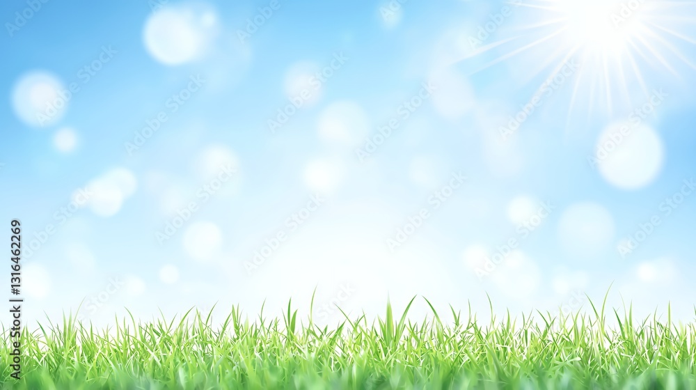 Bright Sunny Day Green Grass Meadow Summer Background Bright Sunny Day Green Grass Meadow Summer Background