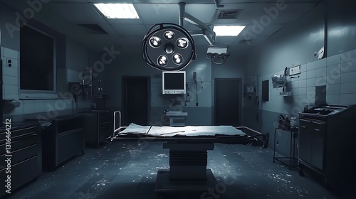 Wallpaper Mural Surgical room illuminated, sterile environment, procedure ready, empty operating table. Medicine concept Torontodigital.ca