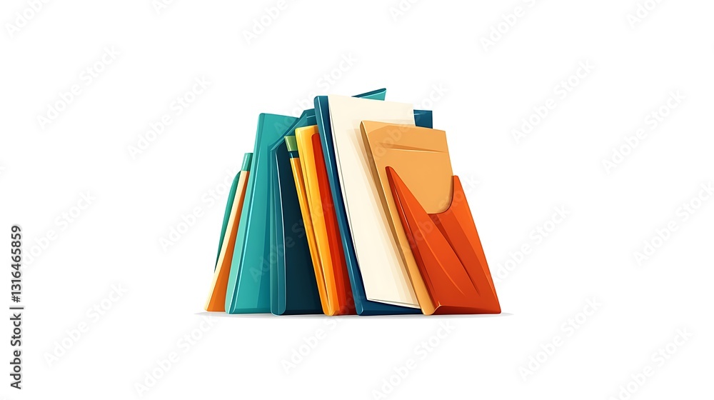 Fototapeta premium Vibrant Stack of Stationery: A Colorful Digital Illustration AI Generated