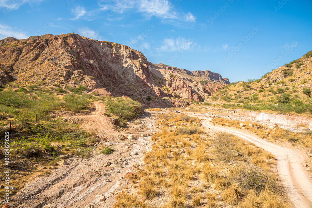 Fototapeta premium View at the nature near Khewra Salt Mines in Pakistan
