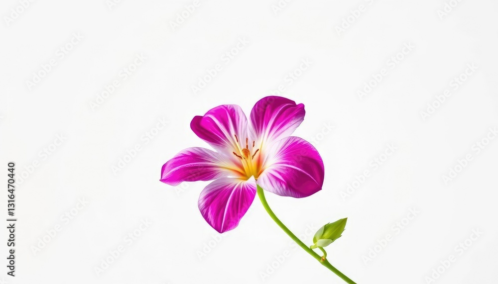 A single vibrant bloom, petals unfurled, set against a pure white backdrop, detail, floral A single vibrant bloom, petals unfurled, set against a pure white backdrop, detail, floral