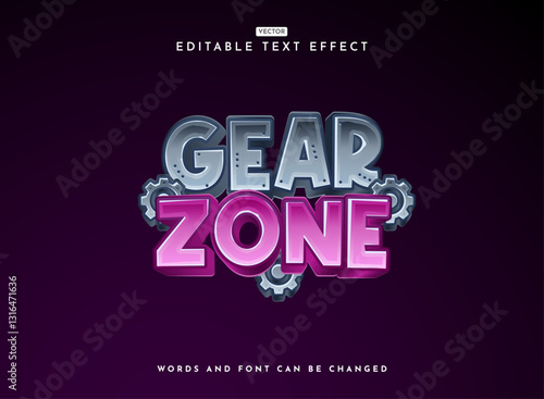 modern playful gear zone 3d kids game logo text effect