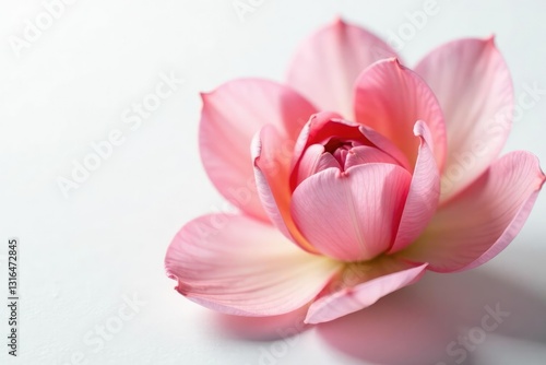 Delicate flower petals unfolding on white background, elegance, bloom, floral
