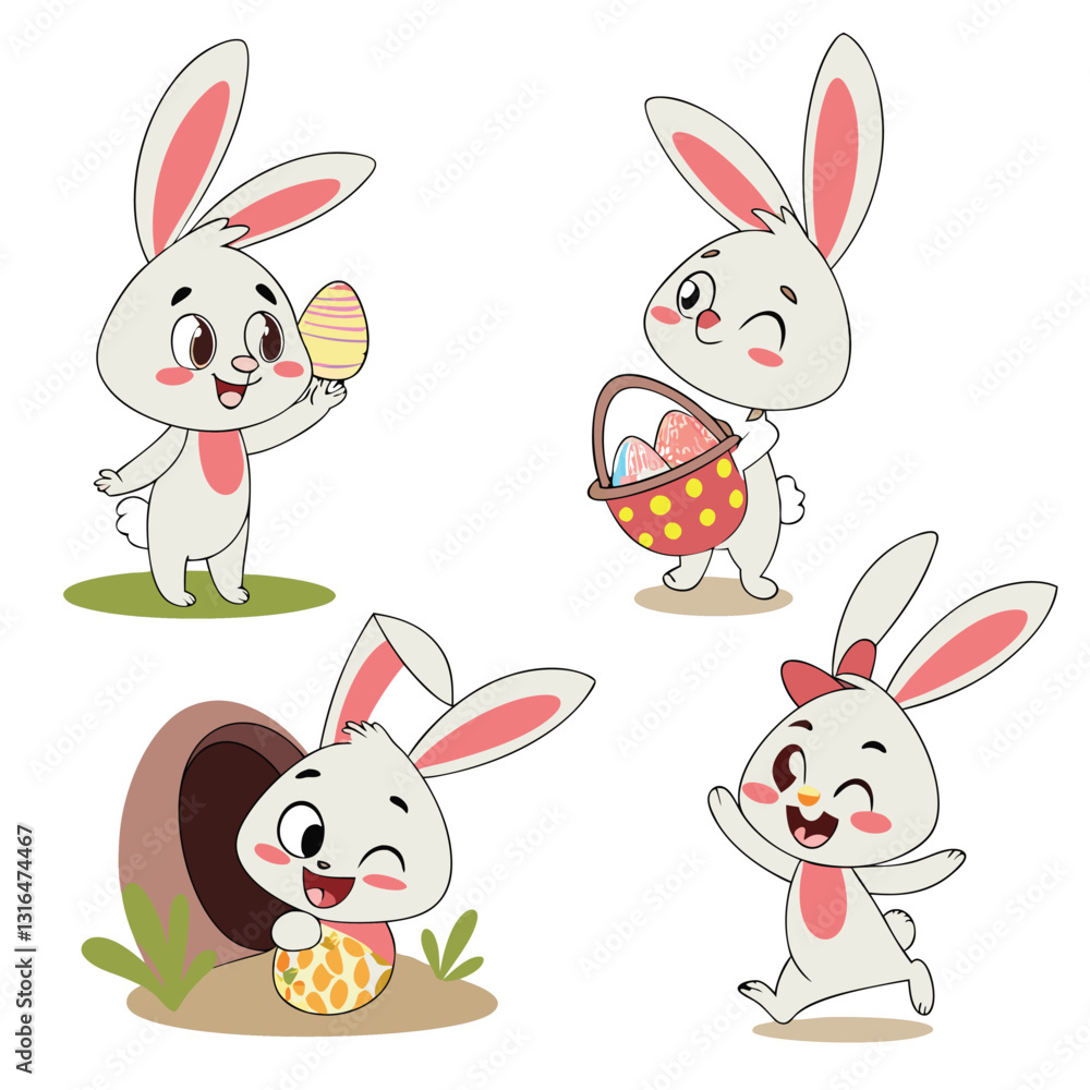 Obraz premium set of easter rabbits