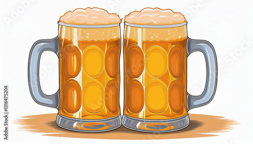 dessin de deux chopes de bière
