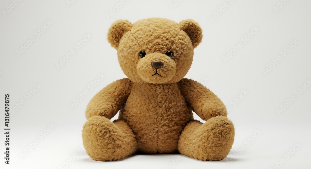 Obraz premium 優しい光浴びて微笑むぬいぐるみくま 穏やか表情. AI Generated