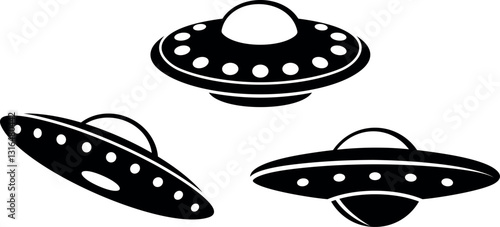 Flying saucer logo. Isolated flying saucer on white background