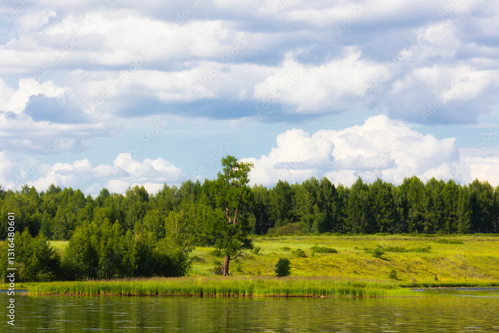Landscapes with reflection in the rive