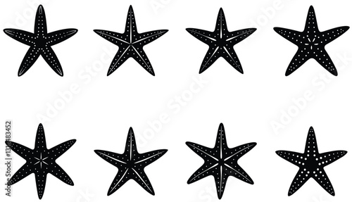 Starfish Vector Shilhouette Bundle Set Icon.