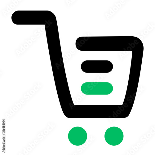 A Streamlined Shopping Cart Icon Signifying Effortless Online Purchasing With Bold Black Lines And Vibrant Green Accents