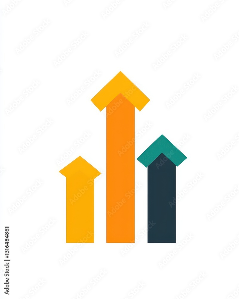 Abstract representation of growth with colorful arrows indicating upward trends in business metrics Abstract representation of growth with colorful arrows indicating upward trends in business metrics