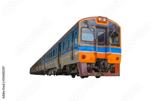 Obraz na plátně Passenger commuter train isolated on white background
