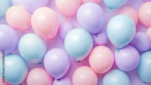 Pastel Balloons Background - Pink Purple Blue - Pastel colors