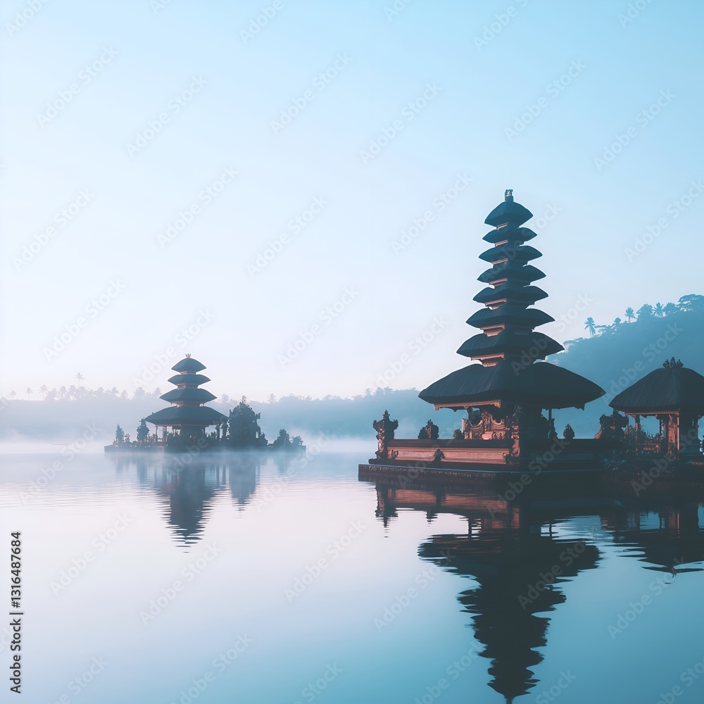 Obraz premium Day of silence with bali temple landscape.