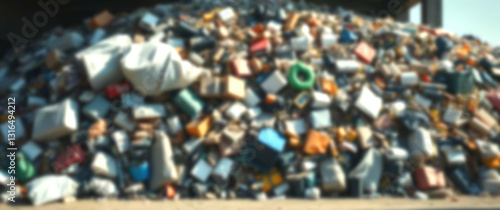 Wallpaper Mural Blurred background displaying an expansive heap of trash, advocating for efficient waste management systems Torontodigital.ca