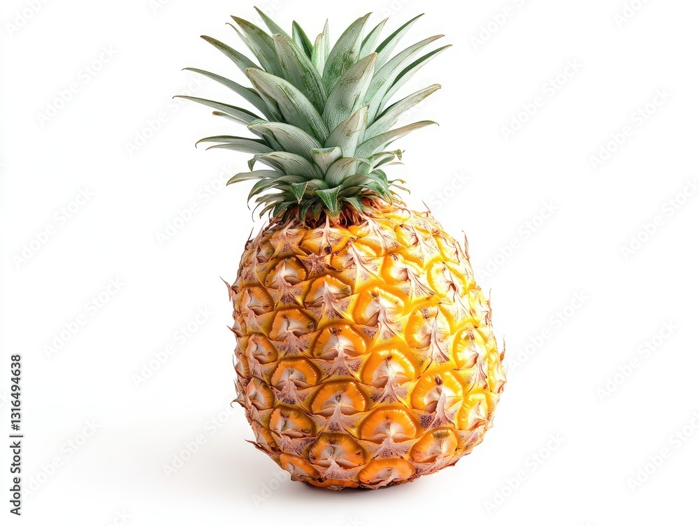 Isolated tropical pineapple on white presents an appetizing visual Isolated tropical pineapple on white presents an appetizing visual