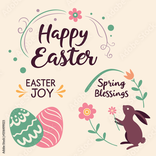 happy easter card with eggs