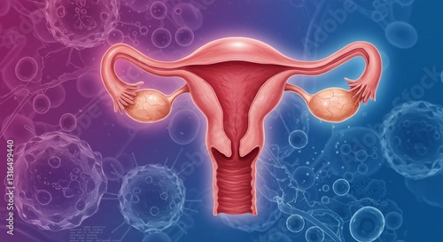 Illustration of the female reproductive system, highlighting the uterus and ovaries.