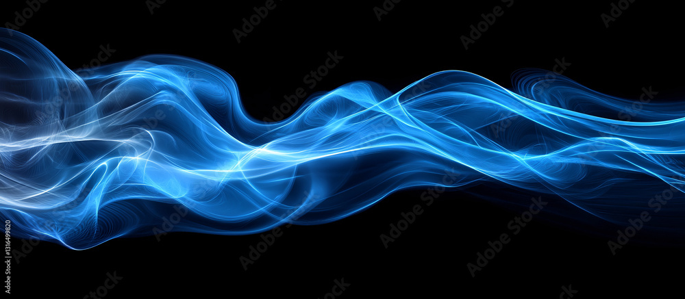 Obraz premium Blue speed tail light effect, black background