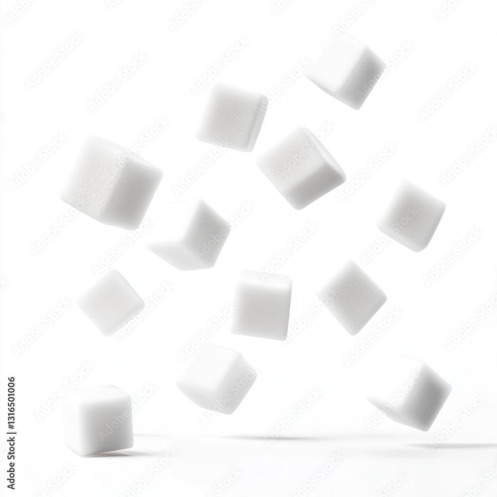 White cubes floating in the air White cubes floating in the air