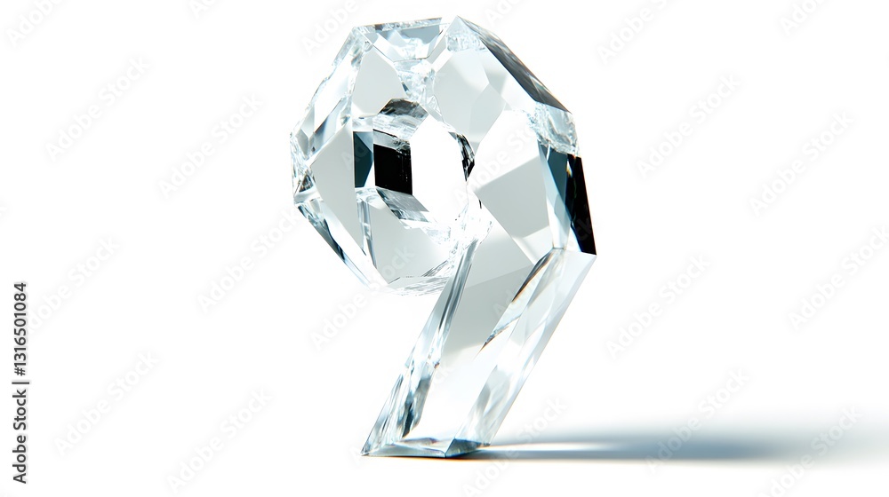 Naklejka premium A sparkling, smooth crystal number 
