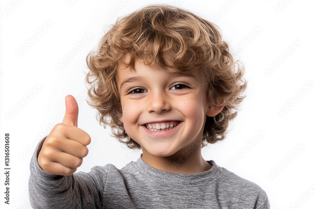 an isolated real joyful kid, smiling and giving a thumbs-up class, European appearance, handsome, smiling, image with a dedicated area for text, on a white background an isolated real joyful kid, smiling and giving a thumbs-up class, European appearance, handsome, smiling, image with a dedicated area for text, on a white background