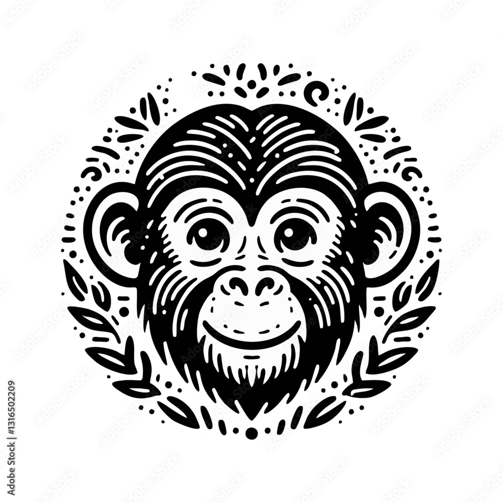 monkey engraved logo icon design illustration monkey engraved logo icon design illustration