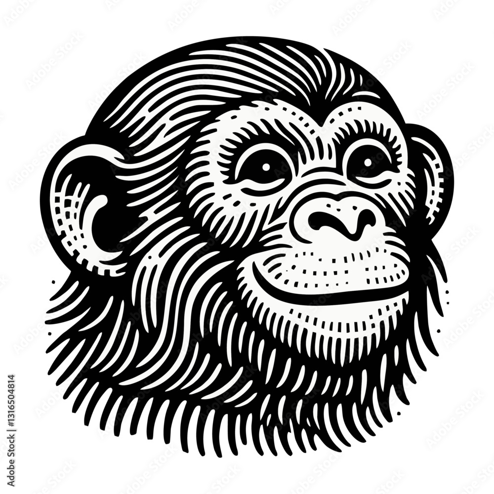 monkey engraved logo icon design illustration monkey engraved logo icon design illustration