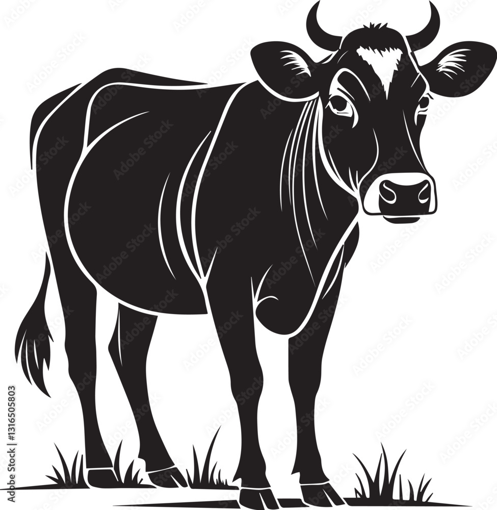 Fototapeta premium a vector silhouette image of a cow graphics icon (3).eps