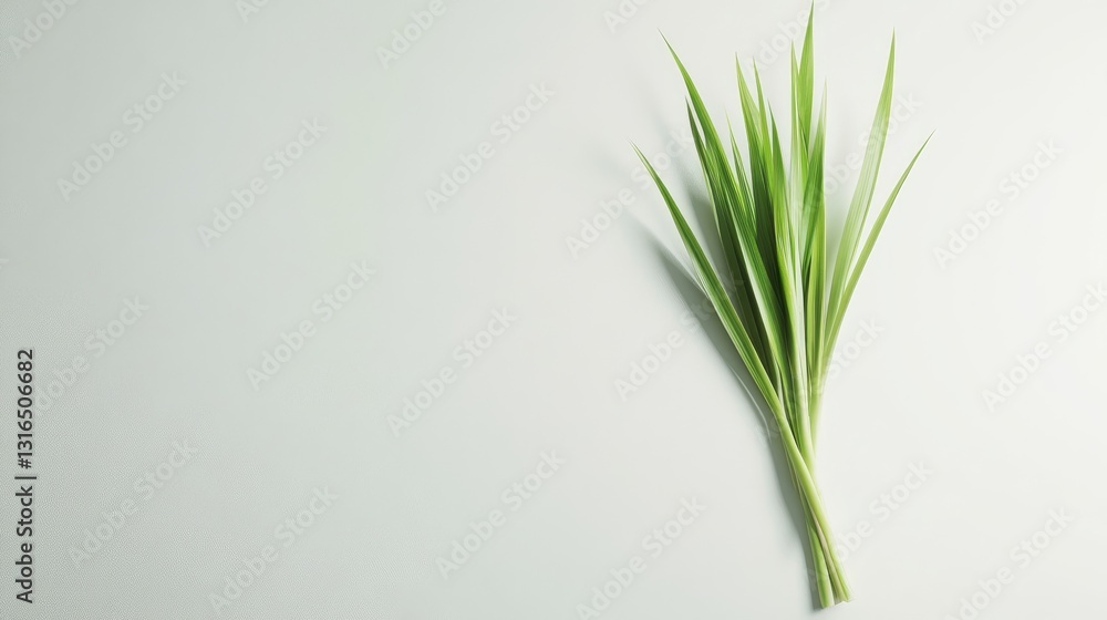 Obraz premium Elegant composition of green grass blades against a serene white backdrop