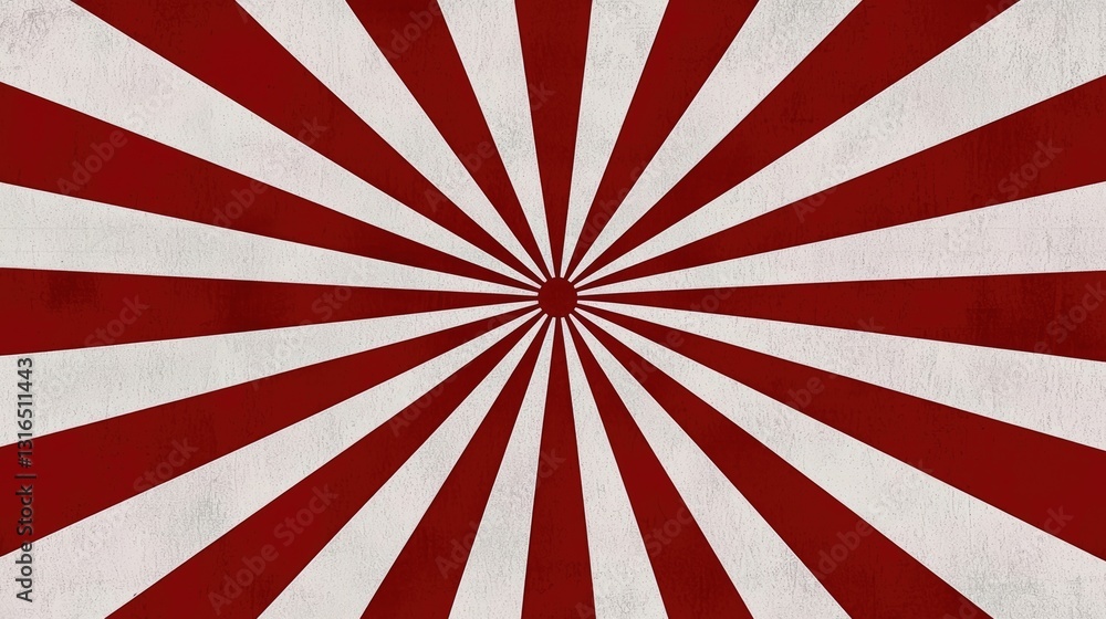 Fototapeta premium Radiant Red And White Striped Background With Dynamic Radial Pattern Creating A Bold Graphic Design Effect