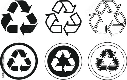 Recycle signs. Recycle arrow collection. Recycling icon set. Vector illustration