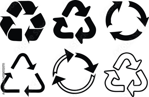 Recycle signs. Recycle arrow collection. Recycling icon set. Vector illustration