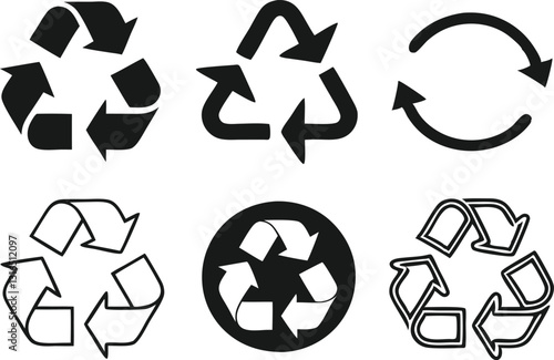 Recycle signs. Recycle arrow collection. Recycling icon set. Vector illustration