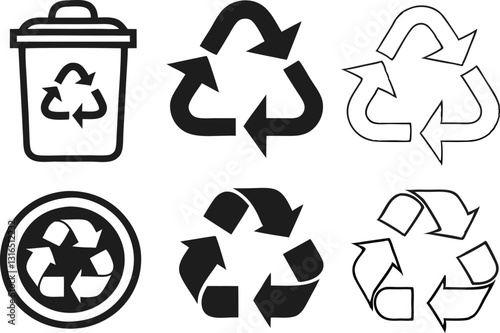 Recycle signs. Recycle arrow collection. Recycling icon set. Vector illustration