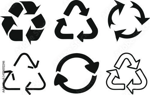 Recycle signs. Recycle arrow collection. Recycling icon set. Vector illustration
