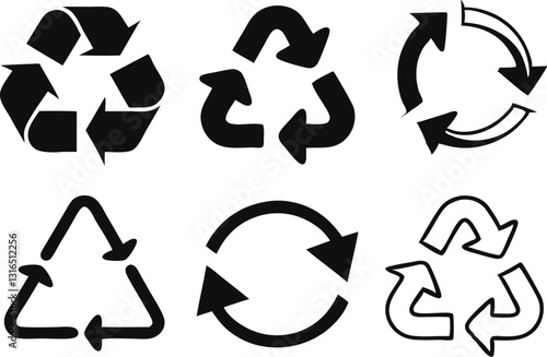 Recycle signs. Recycle arrow collection. Recycling icon set. Vector illustration