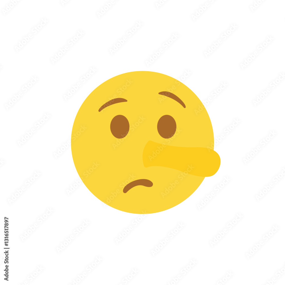 Fototapeta premium lying face long nose emoji funny lie illustration vector symbol sign icon