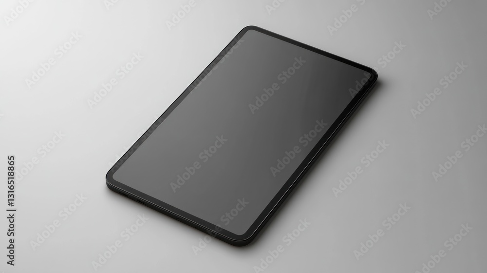 Modern tablet, flat lay, black screen Modern tablet, flat lay, black screen