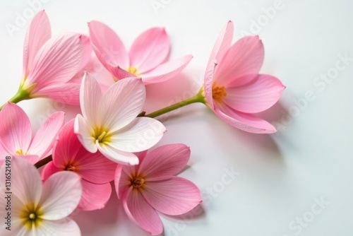 Delicate flower petals unfolding on white background, flowers, blossom, petals