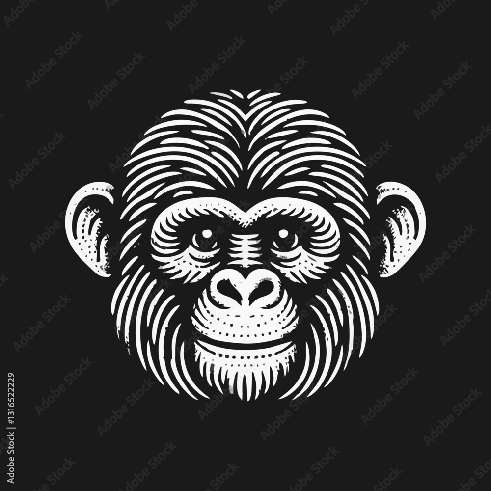 Obraz premium monkey engraved logo icon design illustration