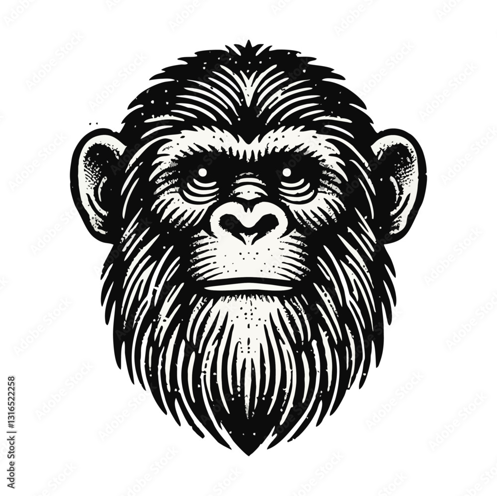 Obraz premium monkey engraved logo icon design illustration