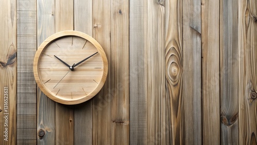 Wallpaper Mural Elegant Top-Down Portrait of a Wall Clock on Wooden Surface, Ideal for Design, Minimalist Style, Soft Colors, Feminine Touch, Blank Space for Text, Perfect for Home Decor or Branding Torontodigital.ca