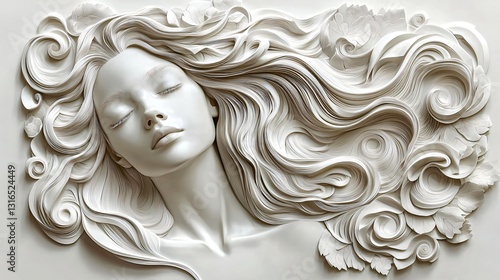 Fototapeta Naklejka Na Ścianę i Meble -  Sleeping Woman Sculpture Wall Art