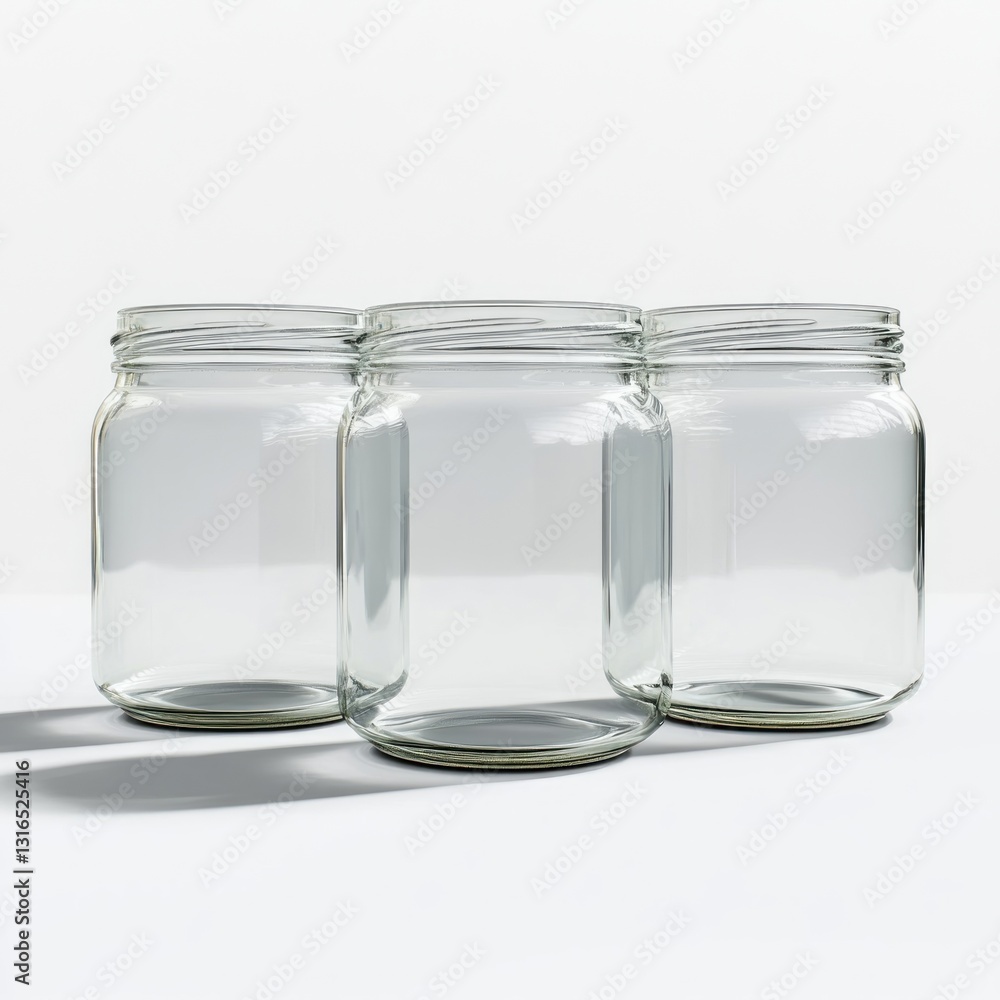 Three clear glass jars (3) Three clear glass jars (3)