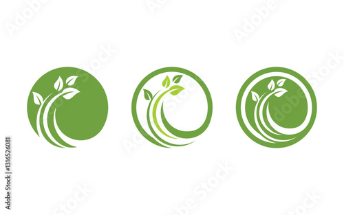 Organic Leaf Logo nature  Healthy vegan concept illustration v.1