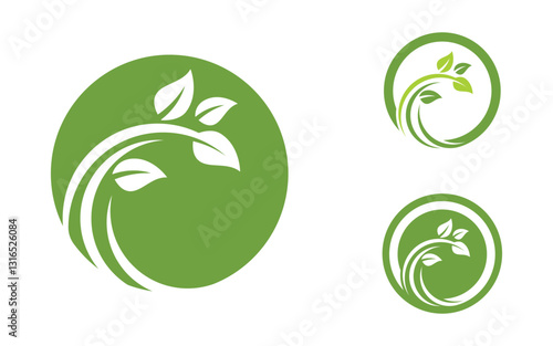 Organic Leaf Logo nature  Healthy vegan concept illustration v.2