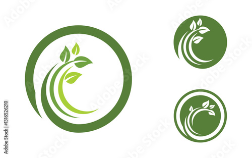Organic Leaf Logo nature  Healthy vegan concept illustration v.3